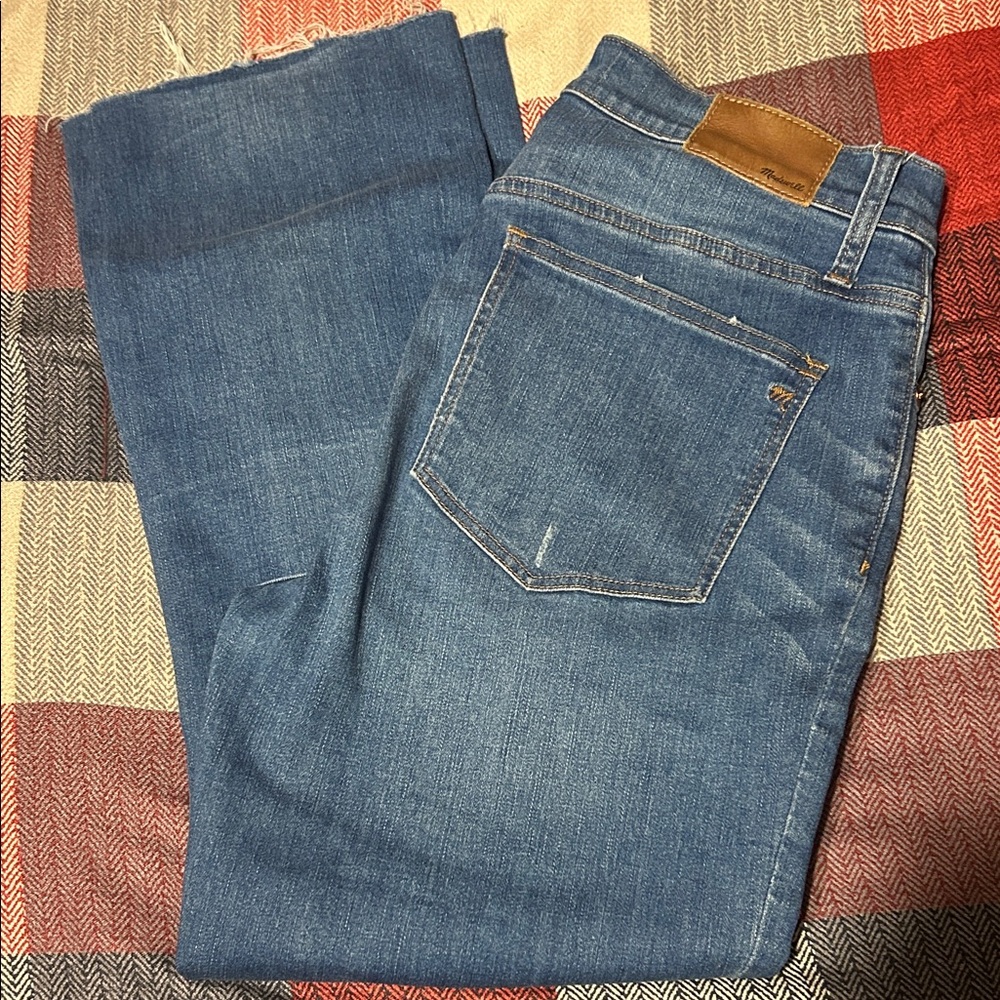 Madewell Button Fly Cali Demi Boot Denim Raw Hem Jeans